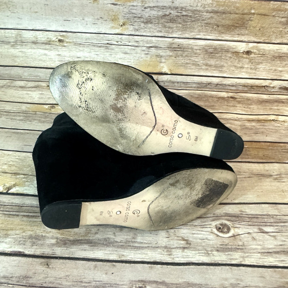 Corso Como Womens Black Suede Platform Wedge Pull On Ankle Boots 8M - Picture 7 of 8